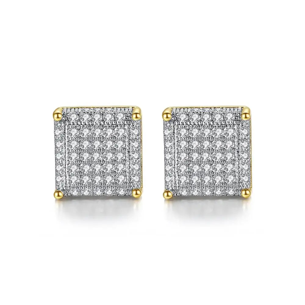 New Arrival Hip Hop Simple Square Earrings 3A CZ Stone Earrings for Men Women Punk Jewelry Wholesale