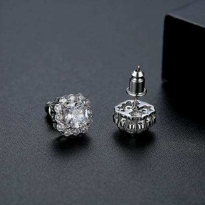 CZCITY Luxury Woman Trendy Elegant Popular Earring Zirconia Quadrate Engagement Wedding Jewelry Stud Earrings