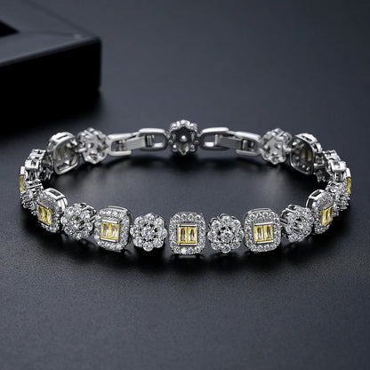 CZCITY High Quality 5A Cubic Zirconia Bracelet Rhodium Plated Eco-friendly Copper Jewelry 5A Zircon Link Bracelet for Women