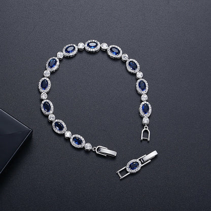 LUOTEEMI New Oval Shape Fashion Cubic Zircon Luxury Copper Tennis Bracelet for Girls Designer Womens Hand Jewelry Bracelets