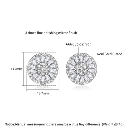 CZCITY Wholesale Brand New Design Pure Clear Cubic Zircon Micro Pave Women Luxury Wedding Bridal Round Stud Earrings