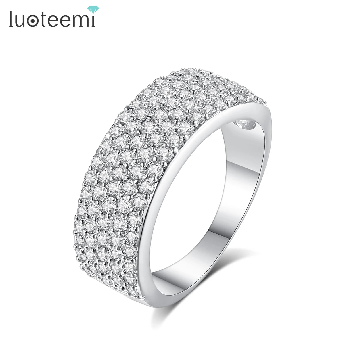 LUOTEEMI Luxury Jewelry Real Gold Plated Fashionable a AA Top Quality Zircon Micro Pave Diamond Wife Wedding Hot Sale Ring