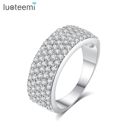 LUOTEEMI Luxury Jewelry Real Gold Plated Fashionable a AA Top Quality Zircon Micro Pave Diamond Wife Wedding Hot Sale Ring