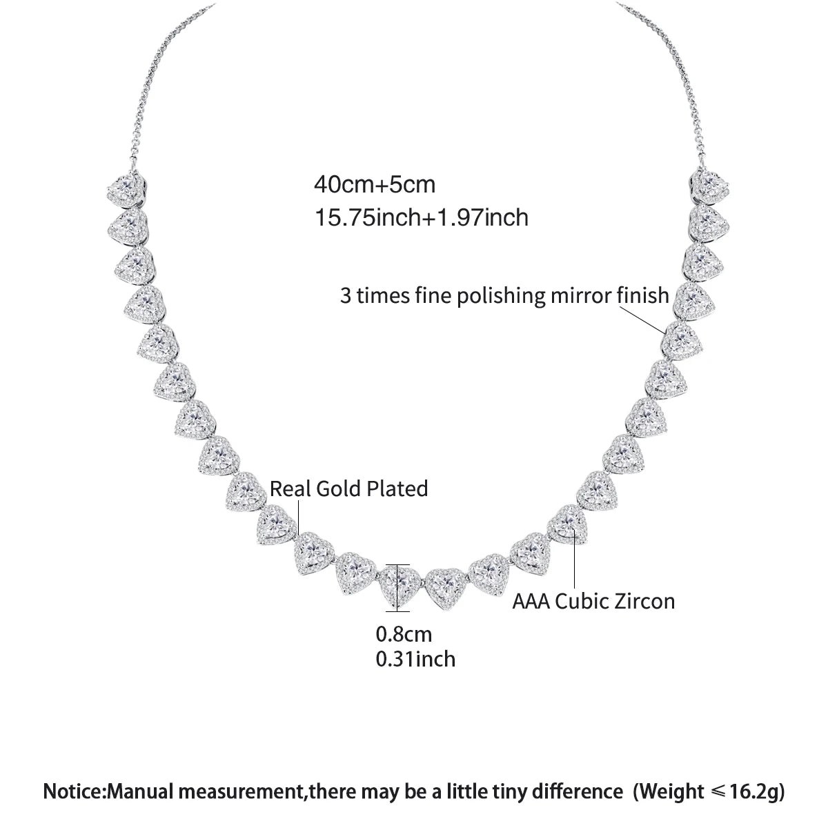 LUOTEEMI Luxury Chain Necklace Cubic Zirconia Heart Shape Elegant Party Anniversary Gifts Jewelry Charm Necklaces