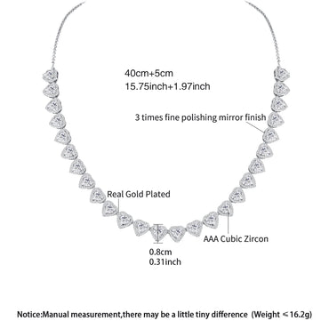 LUOTEEMI Luxury Chain Necklace Cubic Zirconia Heart Shape Elegant Party Anniversary Gifts Jewelry Charm Necklaces