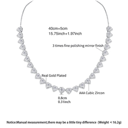 LUOTEEMI Luxury Chain Necklace Cubic Zirconia Heart Shape Elegant Party Anniversary Gifts Jewelry Charm Necklaces
