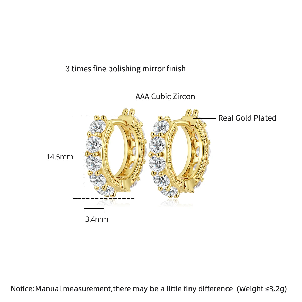 CZCITY Earring Cubic Zirconia Woman Jewelry Zircon Fashion Cute Lady Elegant Wholesale Small Round Earings