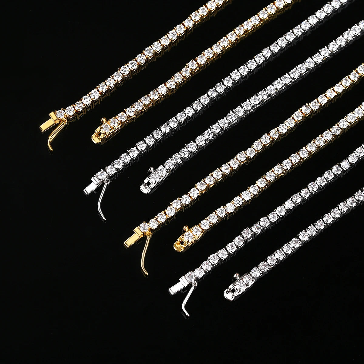 3mm Hiphop Bling Jewelry 18k Gold Iced Out Diamond Copper Zircon Tennis Chain CZ Tennis Necklace