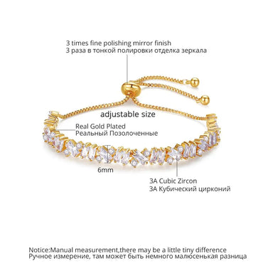 CZCITY New Trendy Fashion  Irregular Cubic Zircon Adjustable Slide Bracelet Multi Tennis Bracelets