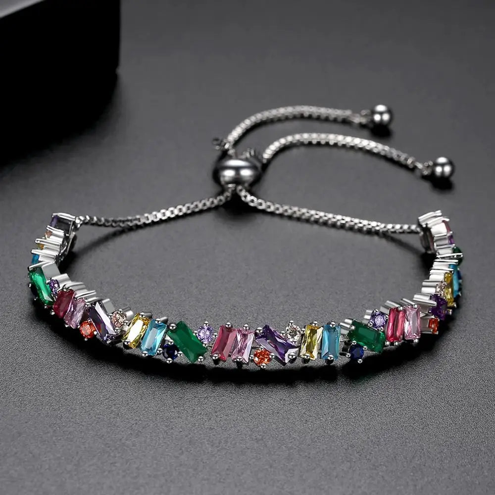 CZCITY New Trendy Fashion  Irregular Cubic Zircon Adjustable Slide Bracelet Multi Tennis Bracelets