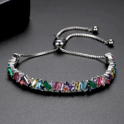 CZCITY New Trendy Fashion  Irregular Cubic Zircon Adjustable Slide Bracelet Multi Tennis Bracelets