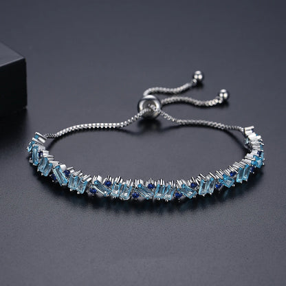 CZCITY New Trendy Fashion  Irregular Cubic Zircon Adjustable Slide Bracelet Multi Tennis Bracelets