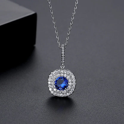 CZCITY Brand Luxury Women Exquisite Rhodium Plated Inlay a AA Top Quality Zircon Wedding Bridal Pendant Necklace Wholesale