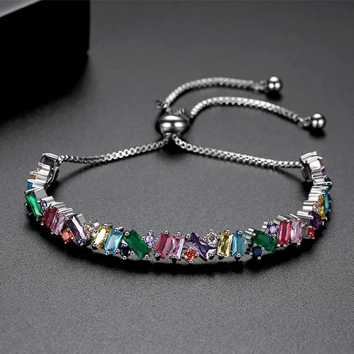 CZCITY New Trendy Fashion  Irregular Cubic Zircon Adjustable Slide Bracelet Multi Tennis Bracelets