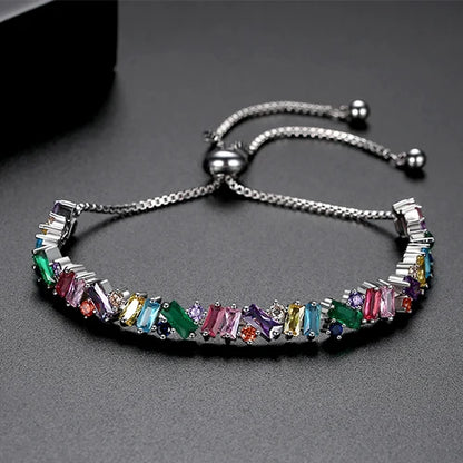 CZCITY New Trendy Fashion  Irregular Cubic Zircon Adjustable Slide Bracelet Multi Tennis Bracelets