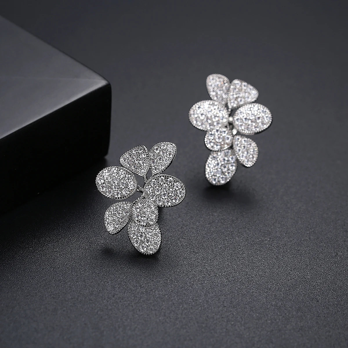 Trendy Multiple Rhodium Plated Brass Made Earrings AAA Cubic Zirconia Paving Setting Women Jewelry