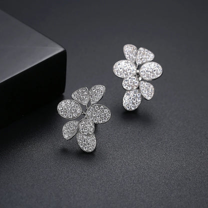 Trendy Multiple Rhodium Plated Brass Made Earrings AAA Cubic Zirconia Paving Setting Women Jewelry