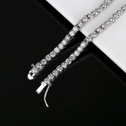 3mm Hiphop Bling Jewelry 18k Gold Iced Out Diamond Copper Zircon Tennis Chain CZ Tennis Necklace