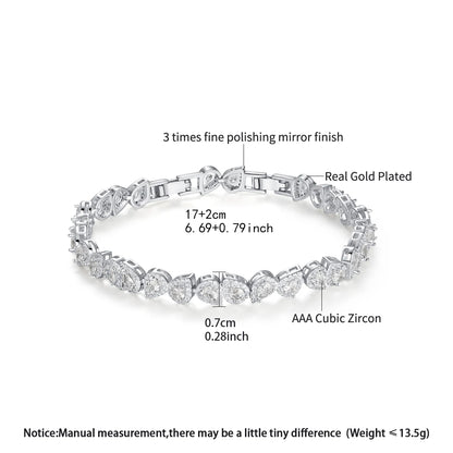 CZCITY New Design Luxury Wedding Bridal Ladies Elegant Bracelet Delicate Cute Girls Hand Bracelets Anniversary Jewelry