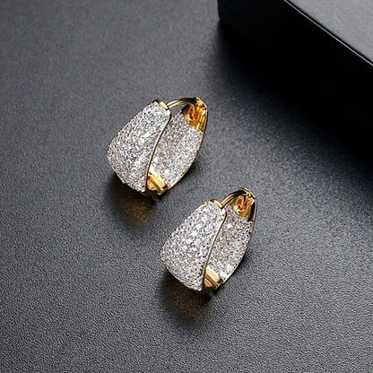 CZCITY Grace Refinement Fashion Gold Color Clear Stud Earrings Paved Micro a AA Cubic Zircon Ear Hoop Jewelry for Women