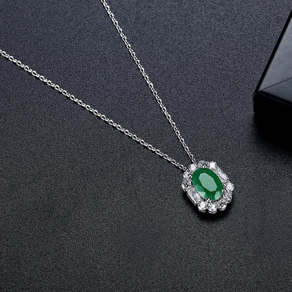 LUOTEEMI New Come Sugar Girl Cute Jade Green Cubic Zirconia Women Korean Fashion Pendant Link Chain Necklace for Women