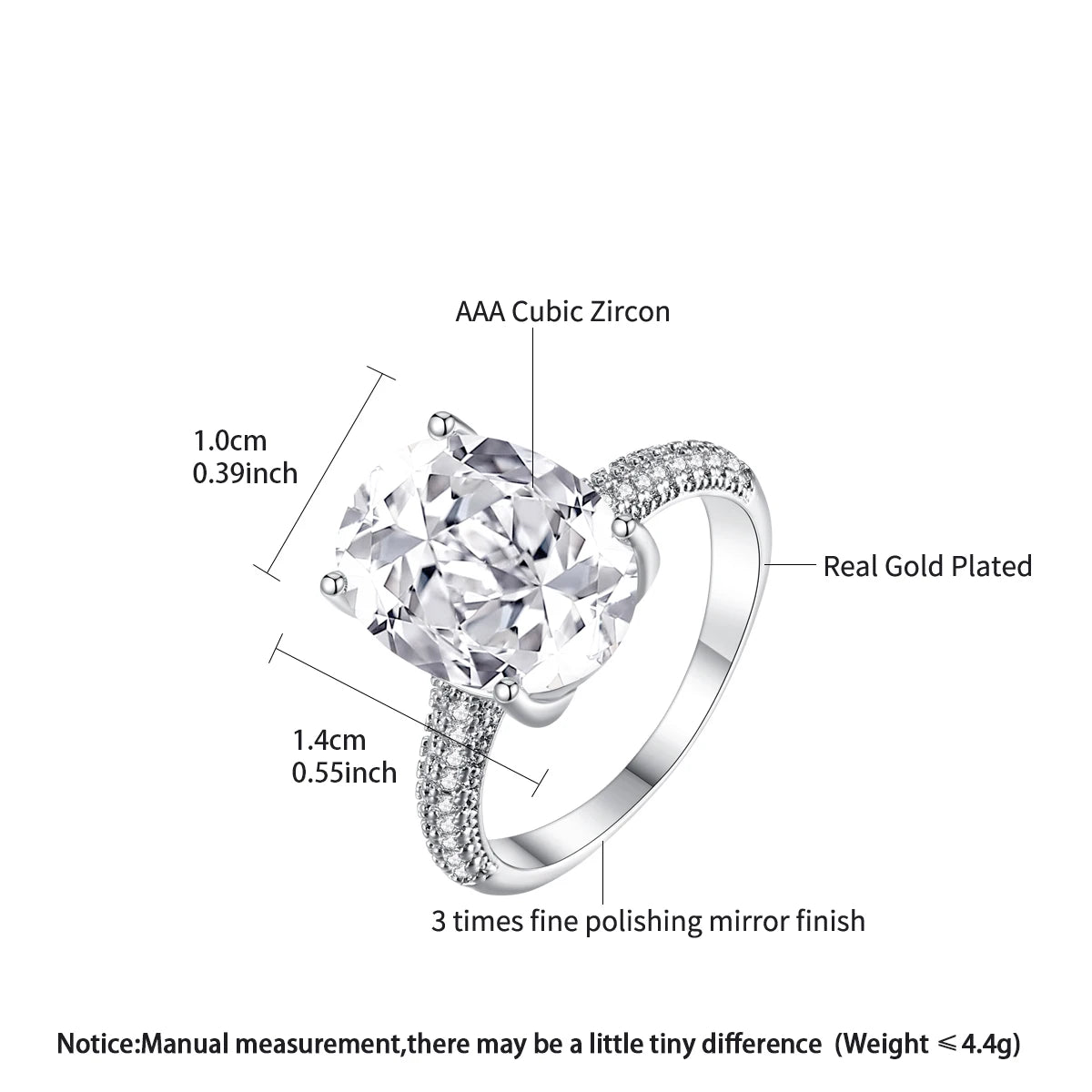 LUOTEEMI Oval Shape Pigeon Eggs Clear Cubic Zirconia Big CZ Stone Jewelry Finger Rings for Women Party Gifts Luxury Jewellery