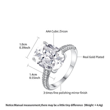 LUOTEEMI Oval Shape Pigeon Eggs Clear Cubic Zirconia Big CZ Stone Jewelry Finger Rings for Women Party Gifts Luxury Jewellery