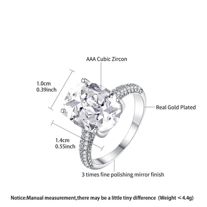 LUOTEEMI Oval Shape Pigeon Eggs Clear Cubic Zirconia Big CZ Stone Jewelry Finger Rings for Women Party Gifts Luxury Jewellery