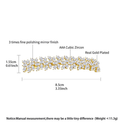 LUOTEEMI Geometric Rectangle Clear Zircon Flower Shape French Pin Jewellery Hair Women Luxury Hair Clip Pin Bridal Wedding
