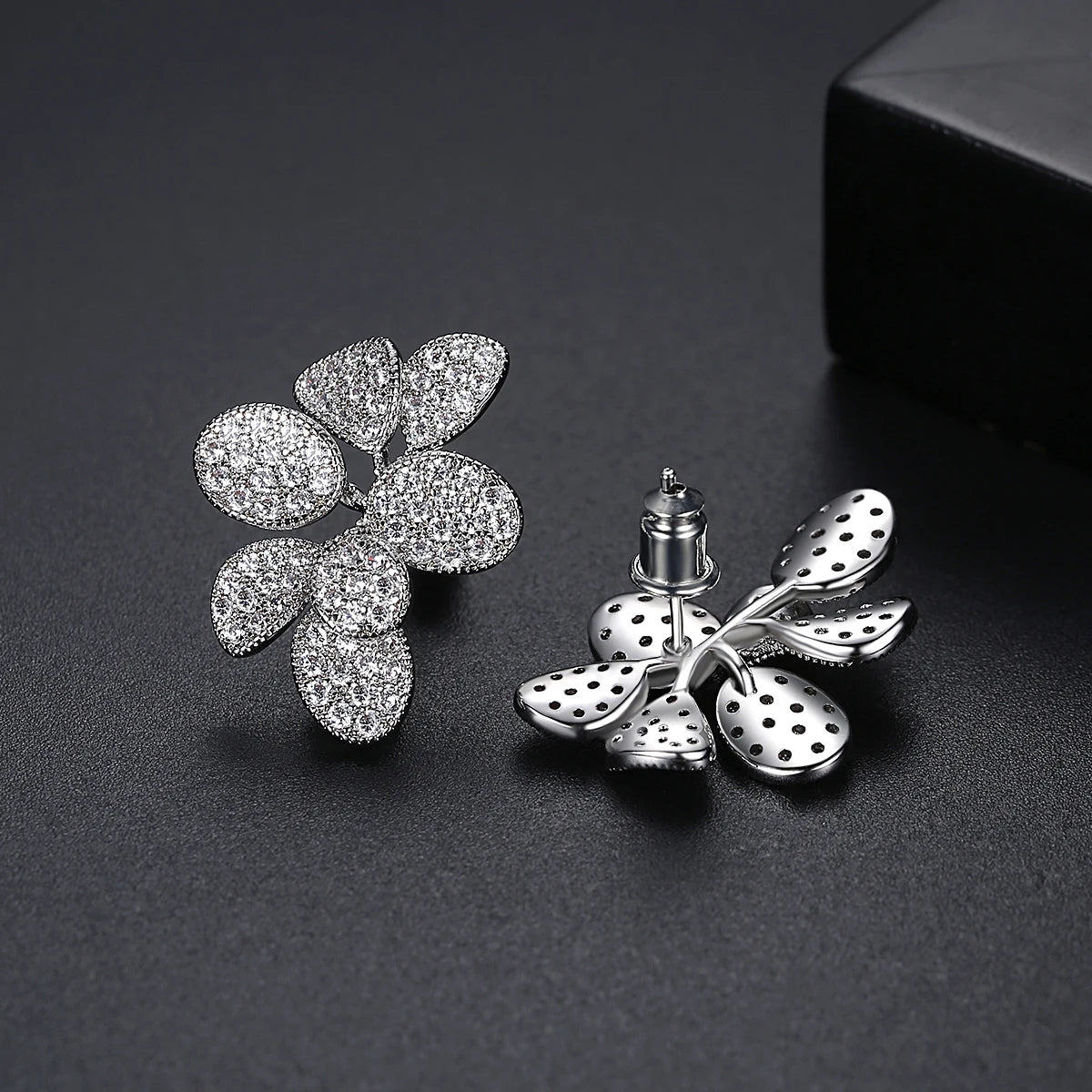 Trendy Multiple Rhodium Plated Brass Made Earrings AAA Cubic Zirconia Paving Setting Women Jewelry