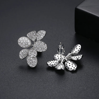 Trendy Multiple Rhodium Plated Brass Made Earrings AAA Cubic Zirconia Paving Setting Women Jewelry