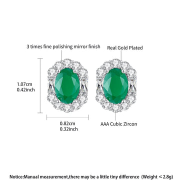 LUOTEEMI Delicate Geometric Fashion Design Women Zircon Stone Green Jade Color CZ Stud Earrings for Girls Ladies Jewelry