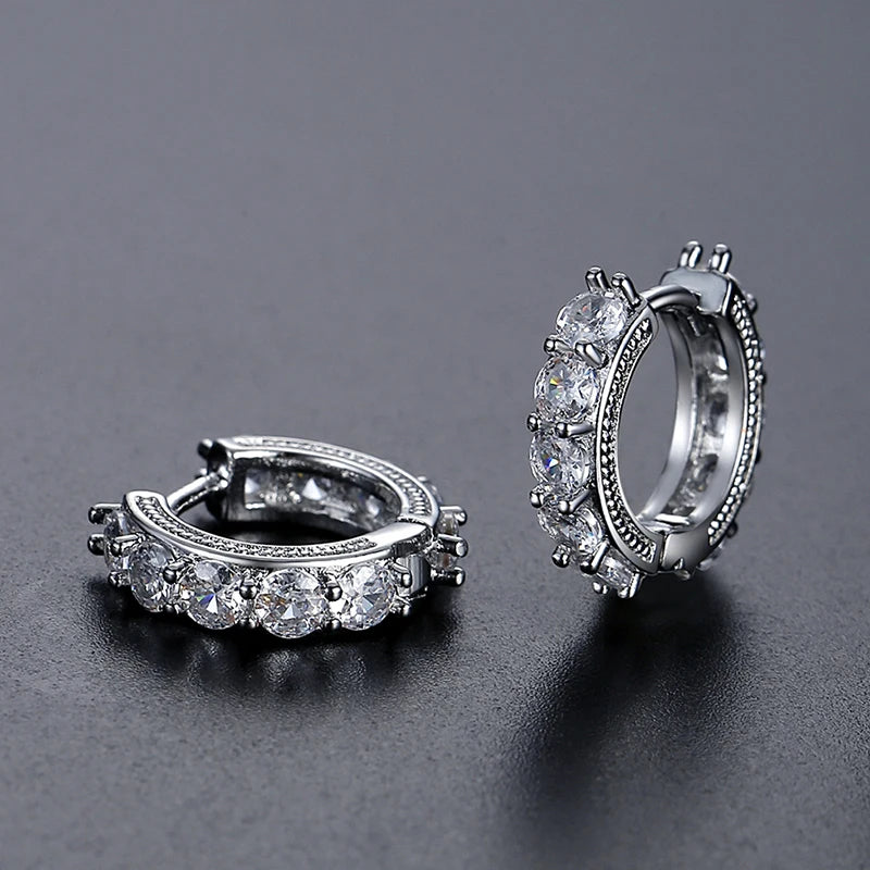 CZCITY Earring Cubic Zirconia Woman Jewelry Zircon Fashion Cute Lady Elegant Wholesale Small Round Earings