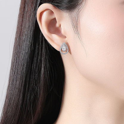 LUOTEEMI Classic Design Women Trendy Brass Fashion Tear Drop Tiny Zircon Jewelry Earrings and Necklace Sets Ready to Ship