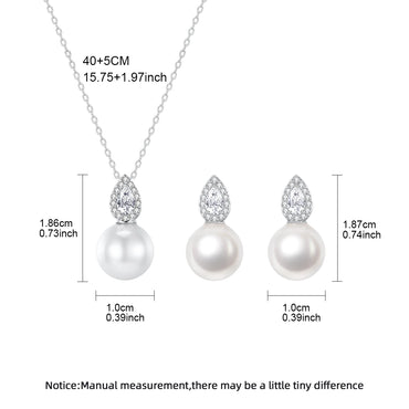 LUOTEEMI Cute Korean Fashion Women Tear Drop Zircon Stone Glass White Pearl Jewelry Sets for Girls Daily Wear Jewellery