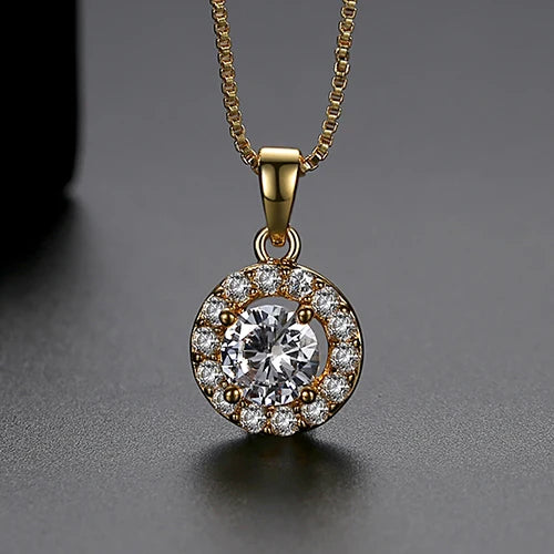 CZCITY Hot Sale Hearts & Arrows Cut Top Quality Carat CZ Diamond Round Pendant Sona Necklace