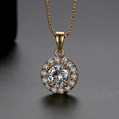 CZCITY Hot Sale Hearts & Arrows Cut Top Quality Carat CZ Diamond Round Pendant Sona Necklace