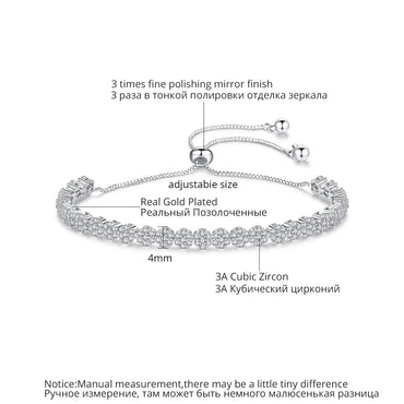 Fashion Classic Pull Chain Flower Tennis CZ Slide Bracelets Women Elegant Zirconia Bracelet