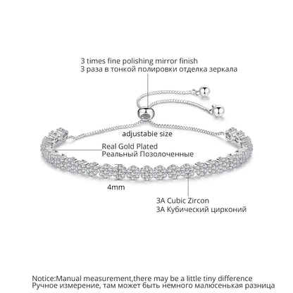Fashion Classic Pull Chain Flower Tennis CZ Slide Bracelets Women Elegant Zirconia Bracelet