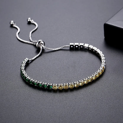 CZCITY Classic Design Women Red and Green Gradual Color Change Zircon Stone Girls Solid Chain Adjustable Bracelets for Girls