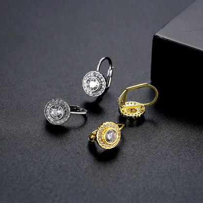 CZCITY Brass Elegant Woman Earing 2026 Cubic Zirconia Hoop Statement Charm Luxury Gold Korean Earrings
