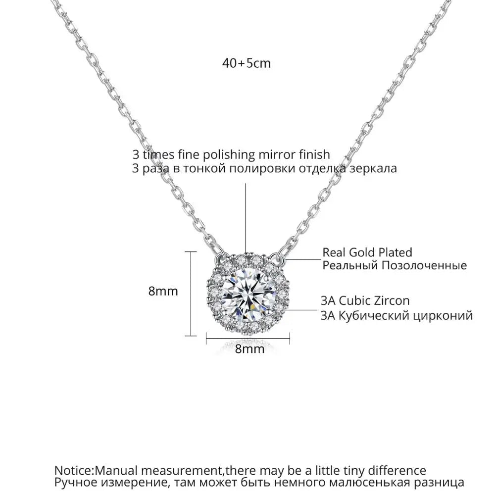 CZCITY Fashion Round Cut Cubic Zirconia CZ Stone Necklace for Couple Love Jewelry Gift