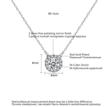 CZCITY Fashion Round Cut Cubic Zirconia CZ Stone Necklace for Couple Love Jewelry Gift