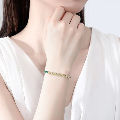 CZCITY Classic Design Women Red and Green Gradual Color Change Zircon Stone Girls Solid Chain Adjustable Bracelets for Girls