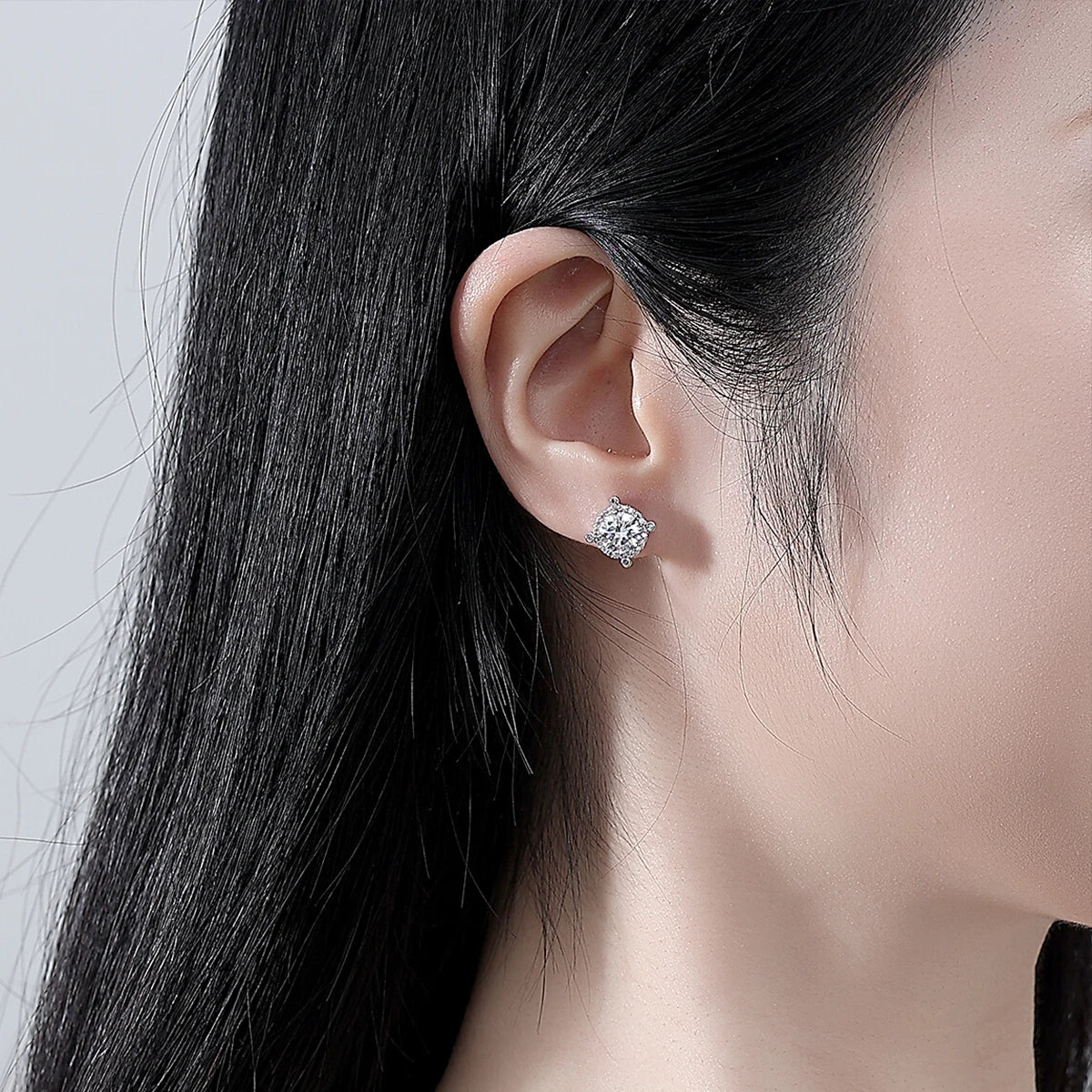LUOTEEMI Delicate Women Small Round Shape Brass Rhodium Plated Zircon Stone Stud Earrings Pendant Chain Necklace Jewelry Sets