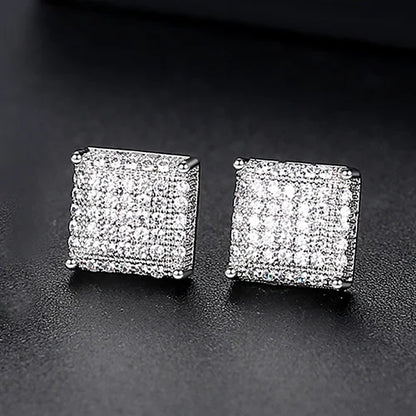 New Arrival Hip Hop Simple Square Earrings 3A CZ Stone Earrings for Men Women Punk Jewelry Wholesale