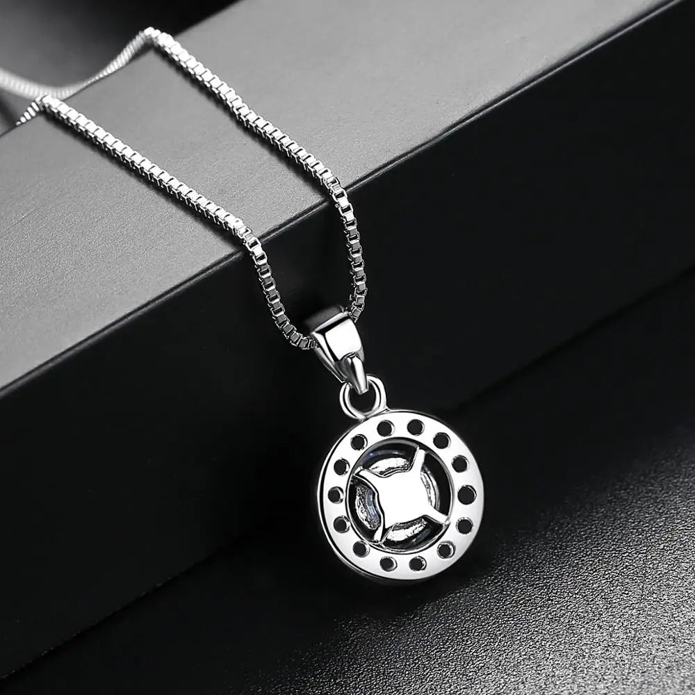 CZCITY Hot Sale Hearts & Arrows Cut Top Quality Carat CZ Diamond Round Pendant Sona Necklace