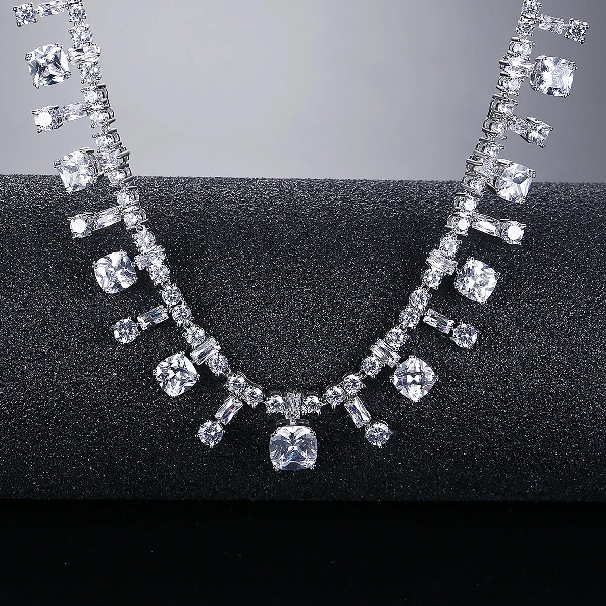 LUOTEEMI Luxury Geometric Zircon Stone Clear Color Bridal Jewelry Copper Cubic Zirconia Sets for Wedding Luxury Jewellery Set