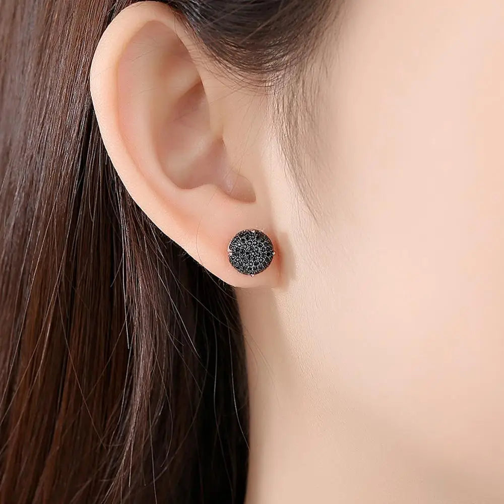 CZCITY New Fashion Round Stud Earrings for Women Dating Micro Cubic Zircon Three Color Luxury Jewelry Gift