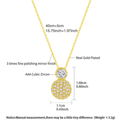 LUOTEEMI New Classic Design Korean Trendy Tiny Zircon CZ Paved Girls Ball Jewelry Link Chain Pendant Necklace for Girls